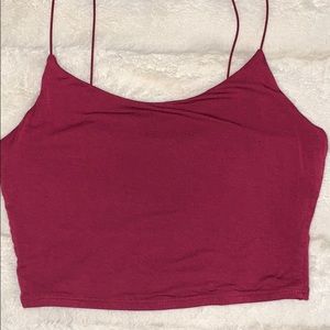 Raspberry coloured Garage crop tank top.